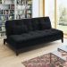 Sofá-Cama Casal 3 Lugares Premium Suede Pés de Madeira Preto