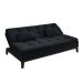 Sofá-Cama Casal 3 Lugares Premium Suede Pés de Madeira Preto