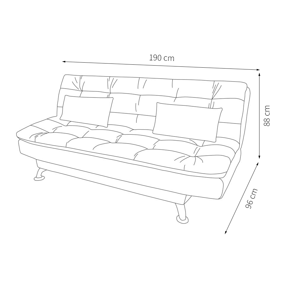 Sofá-Cama Casal 3 Lugares Premium Suede Pés de Metal Preto