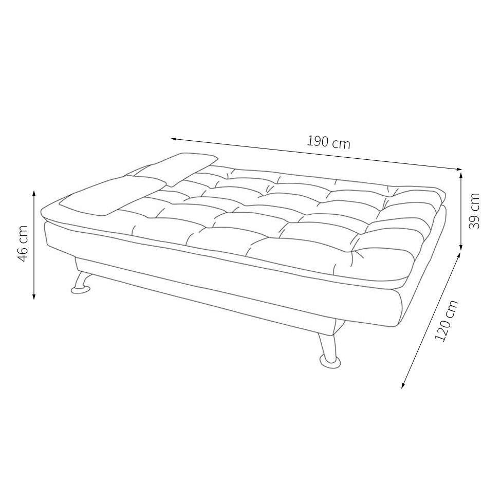Sofá-Cama Casal 3 Lugares Premium Suede Pés de Metal Preto