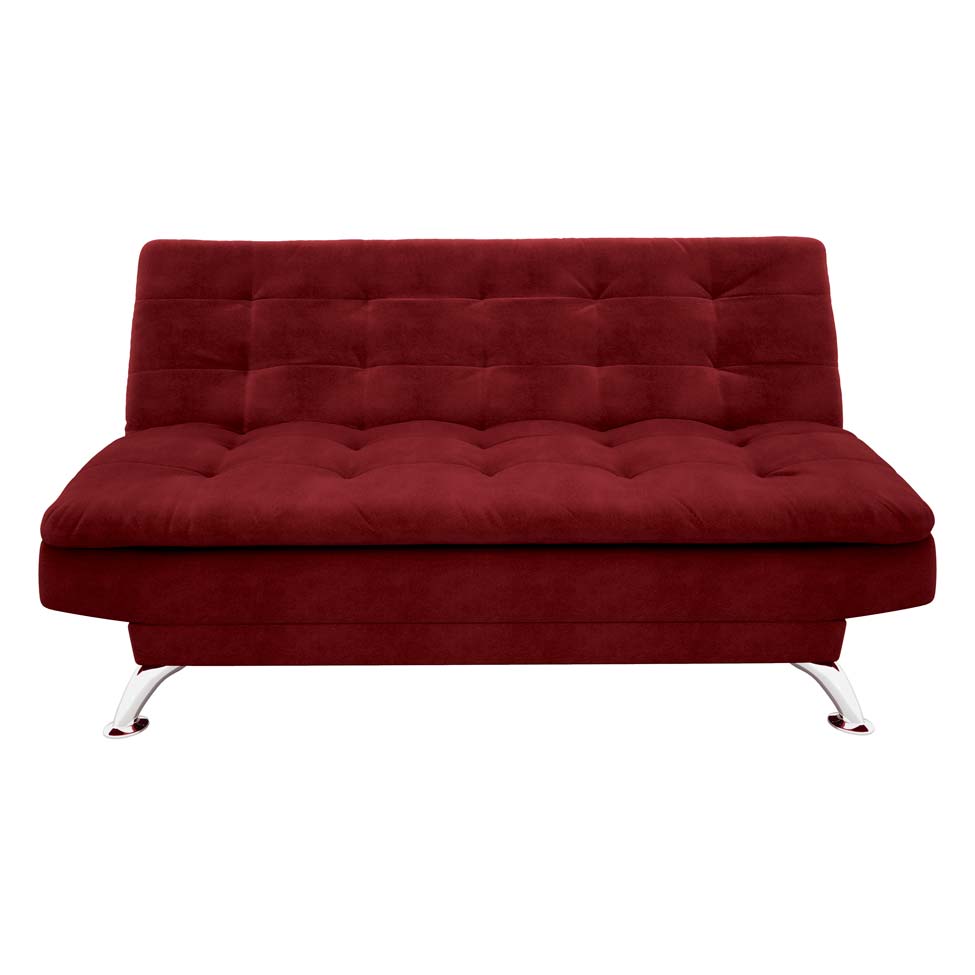 Sofá-Cama Casal 3 Lugares Premium Suede Vermelho