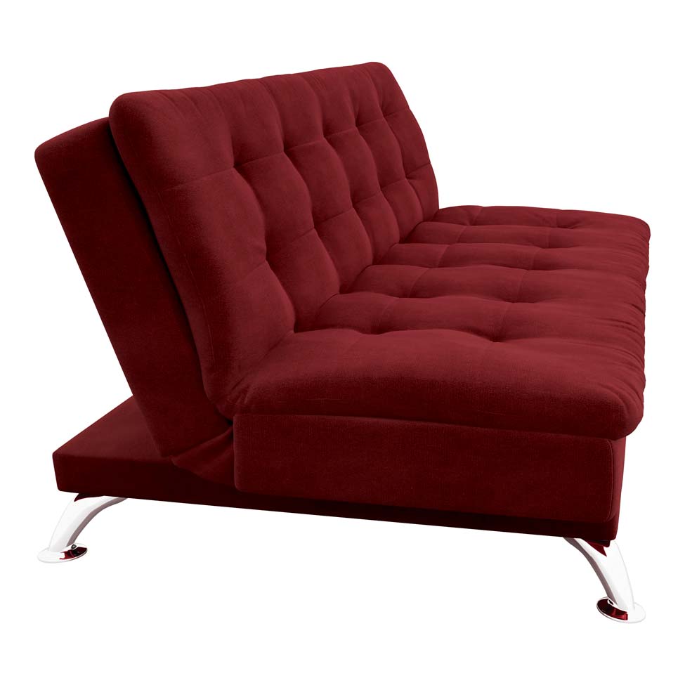 Sofá-Cama Casal 3 Lugares Premium Suede Vermelho
