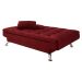 Sofá-Cama Casal 3 Lugares Premium Suede Vermelho