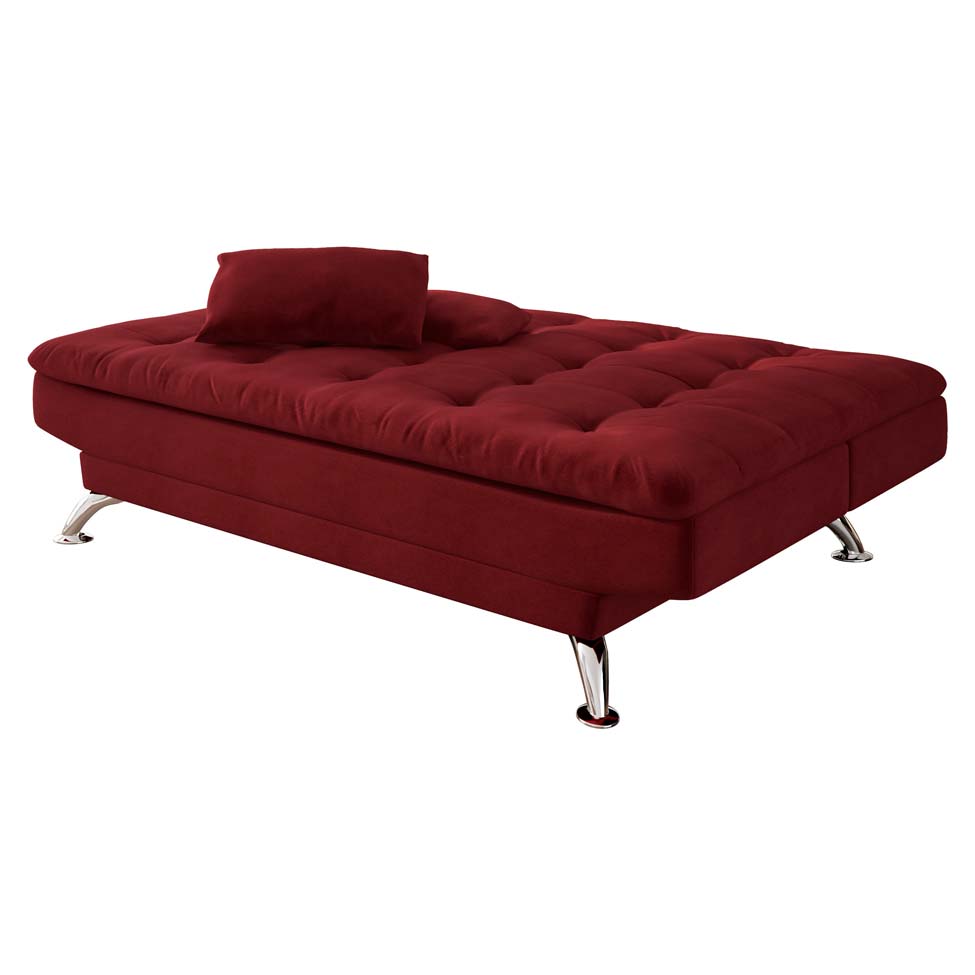 Sofá-Cama Casal 3 Lugares Premium Suede Vermelho