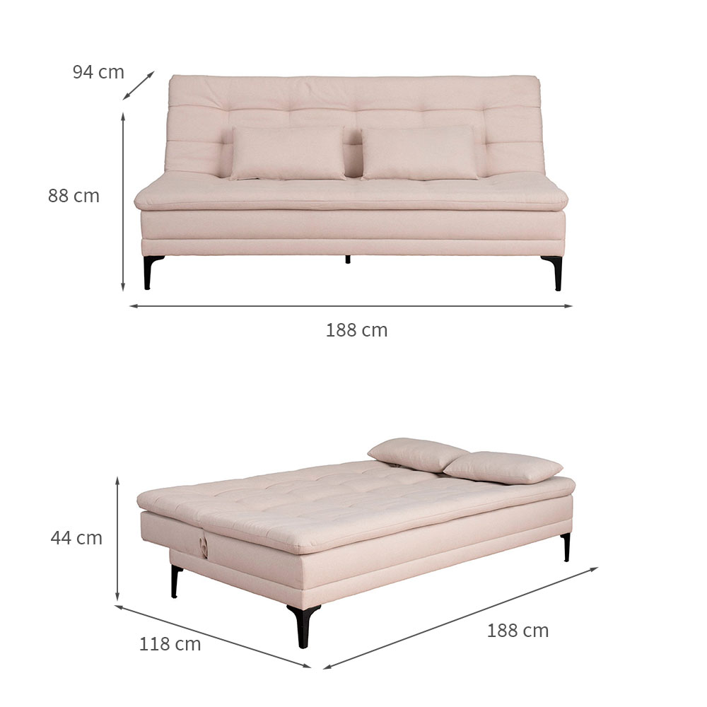 Sofá-Cama Casal 3 Lugares Prince Linho Bege