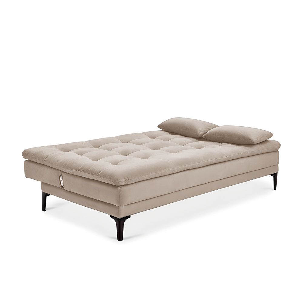 Sofá-Cama Casal 3 Lugares Prince Suede Bege