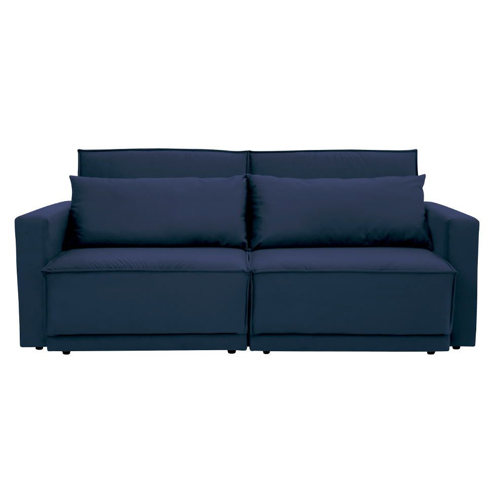 Sofá-Cama Casal 3 Lugares Retrátil Sem Caixa Aspen Suede Azul Petróleo