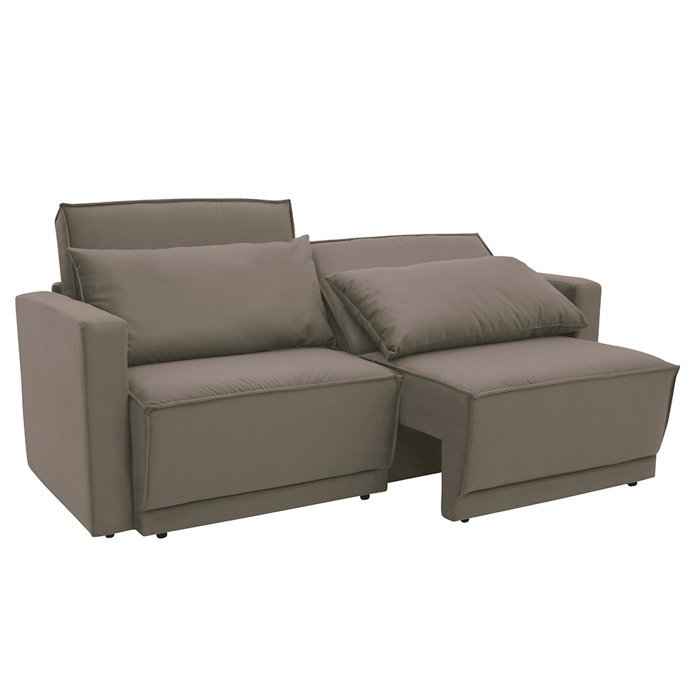 Sofá-Cama Casal 3 Lugares Retrátil Sem Caixa Aspen Suede Castanho