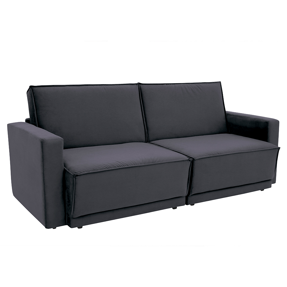 Sofá-Cama Casal 3 Lugares Retrátil Sem Caixa Suede Grafite