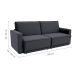 Sofá-Cama Casal 3 Lugares Retrátil Sem Caixa Suede Grafite