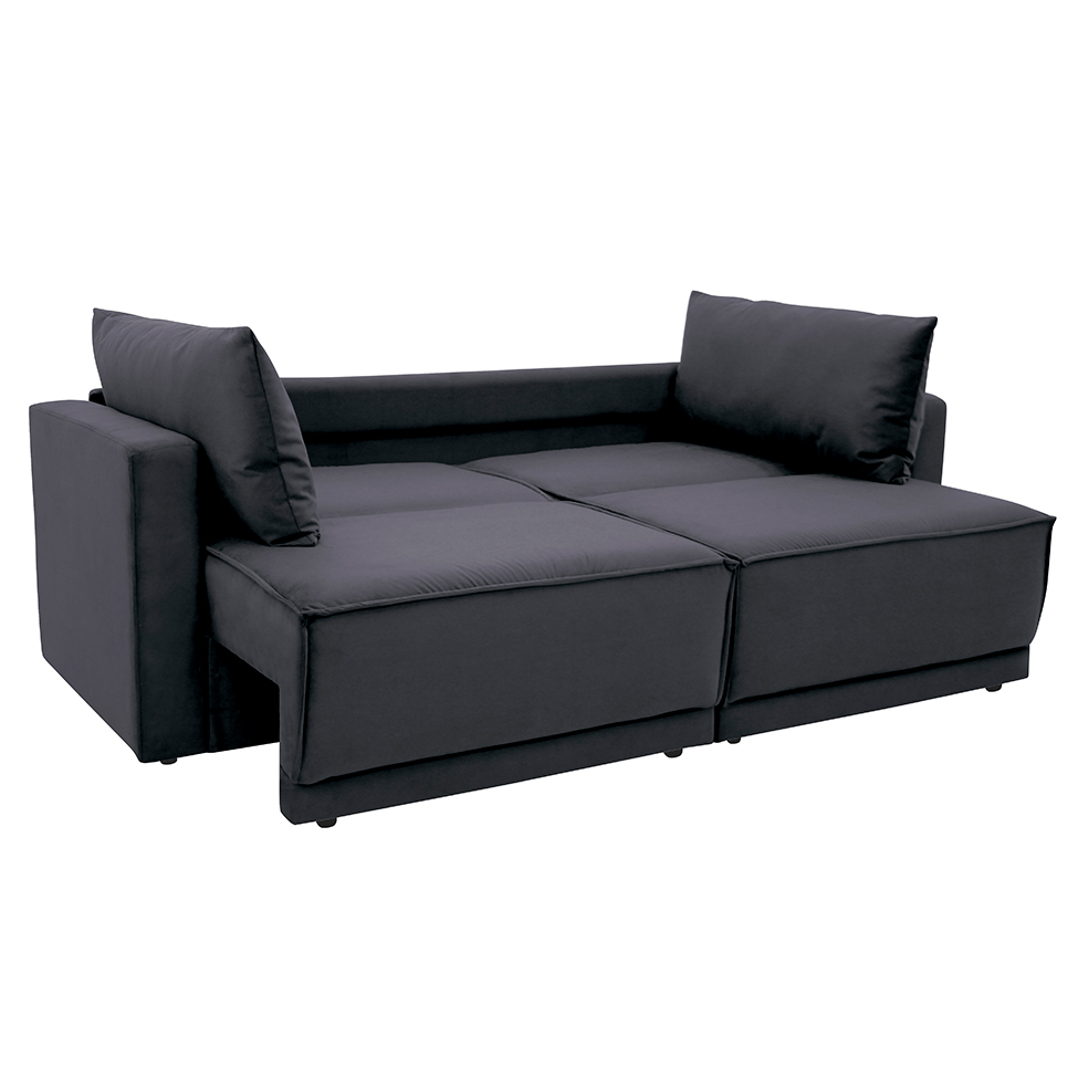 Sofá-Cama Casal 3 Lugares Retrátil Sem Caixa Suede Grafite