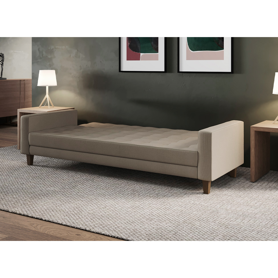 Sofá-Cama Casal 3 Lugares Samper com Baú Linho Bege