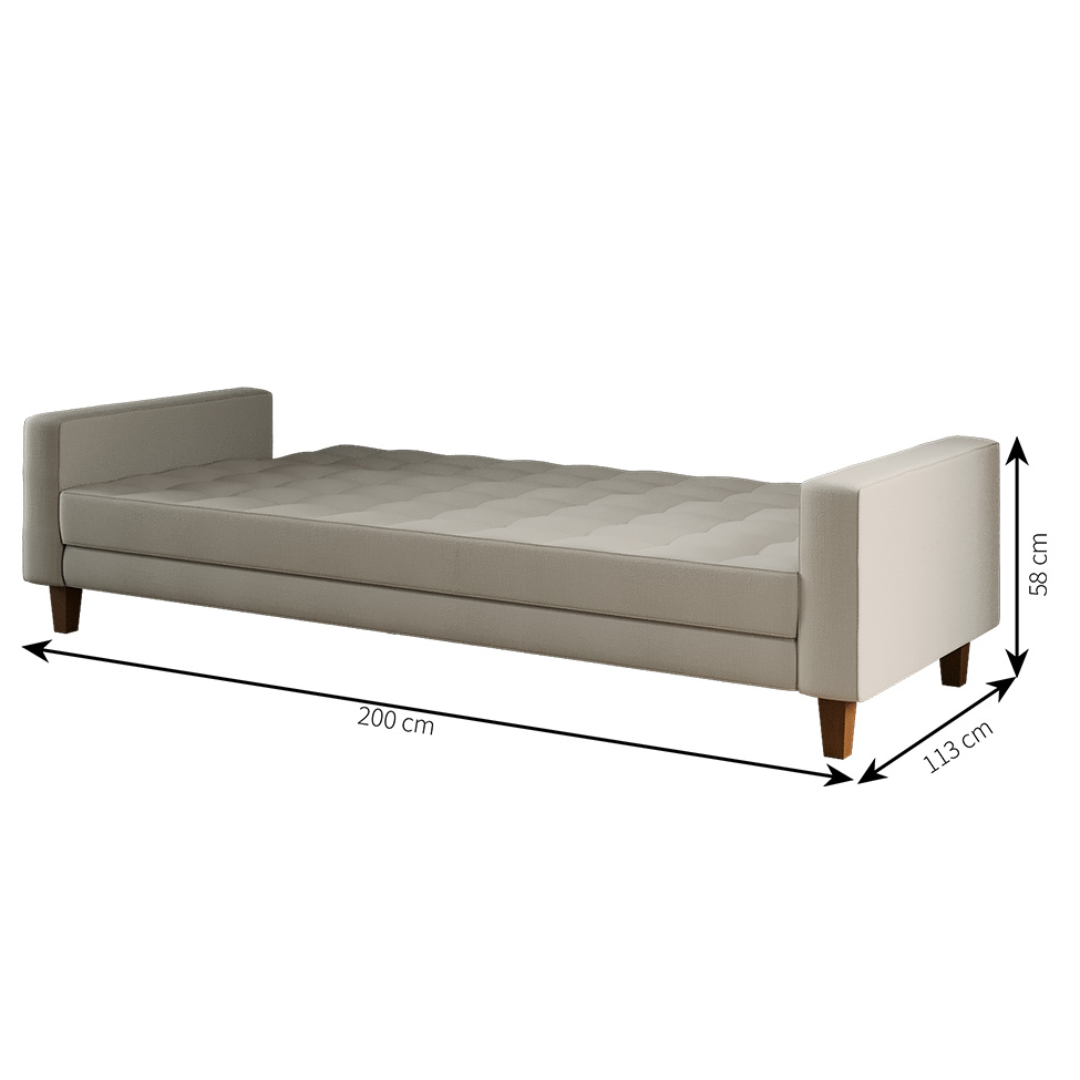 Sofá-Cama Casal 3 Lugares Samper com Baú Linho Cru