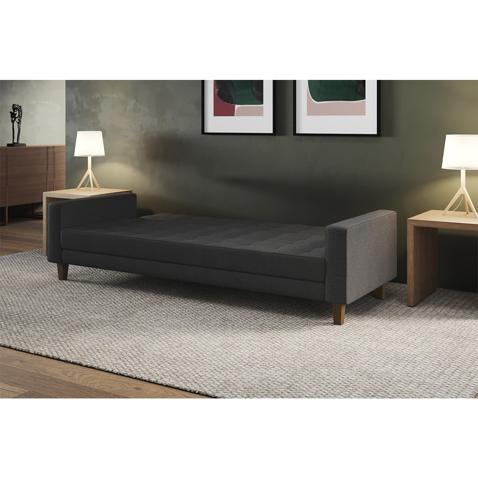 Sofá-Cama Casal 3 Lugares Samper com Baú Linho Grafite