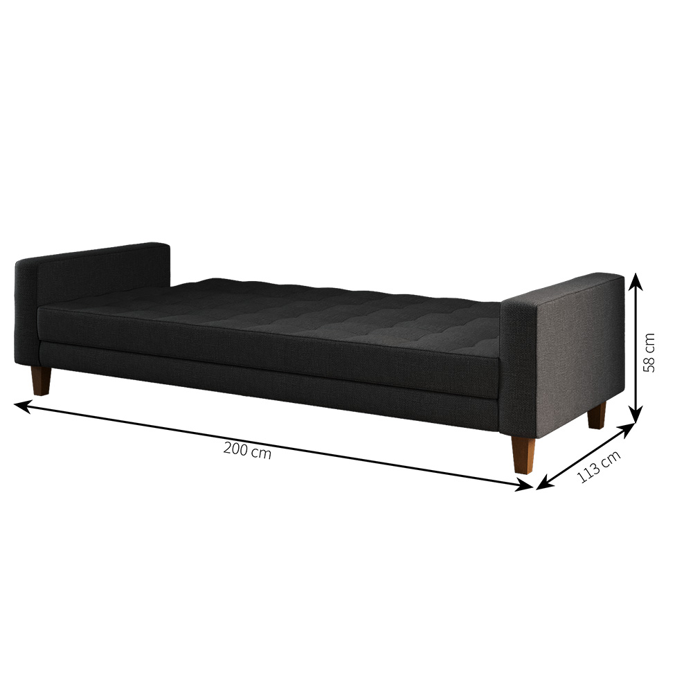 Sofá-Cama Casal 3 Lugares Samper com Baú Linho Grafite