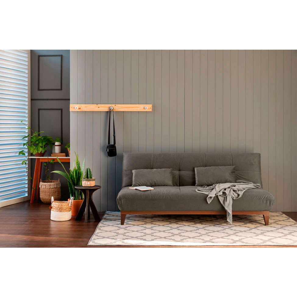 Sofá-Cama Casal 3 Lugares Sevilha Suede Castanho
