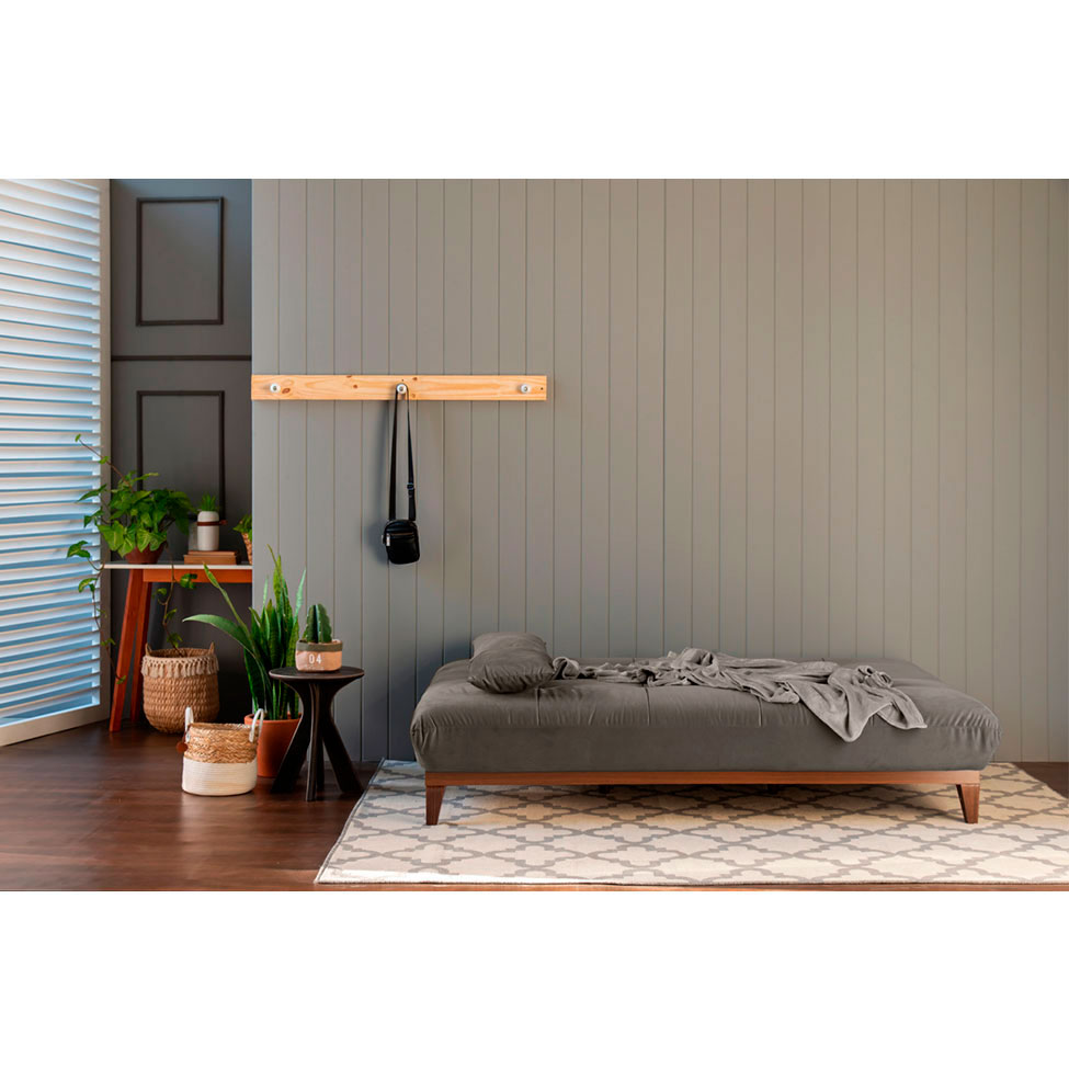 Sofá-Cama Casal 3 Lugares Sevilha Suede Castanho