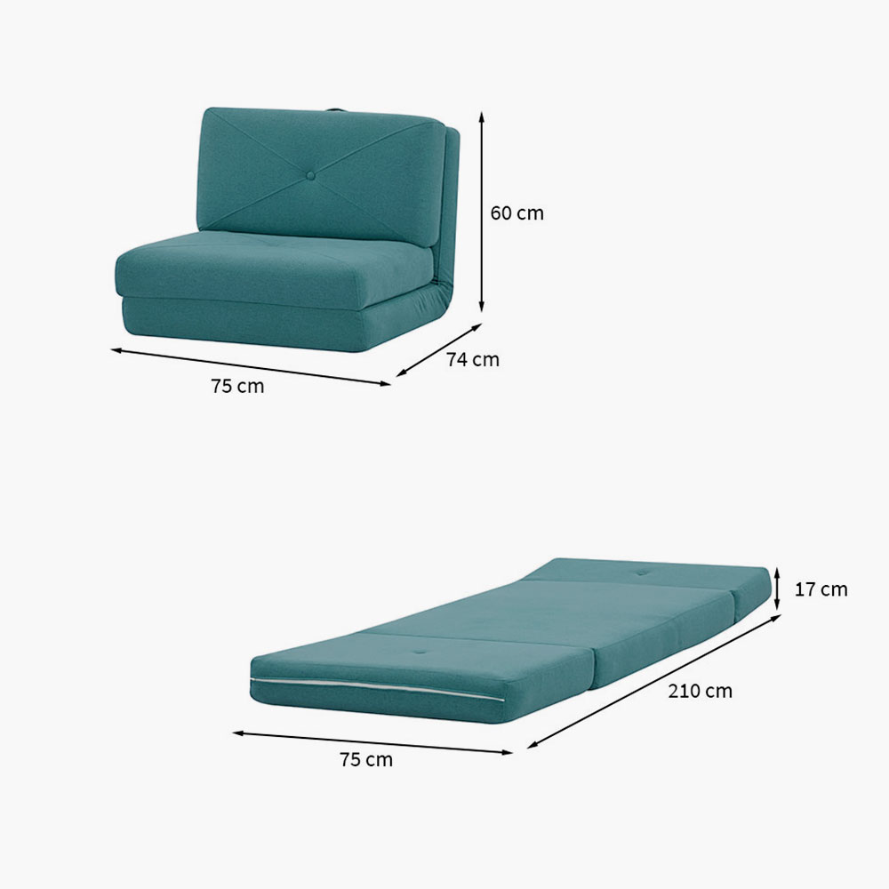 Sofá-Cama Solteiro Lucca Azul