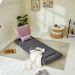 Sofá-Cama Solteiro Vernazza Cinza e Rosa