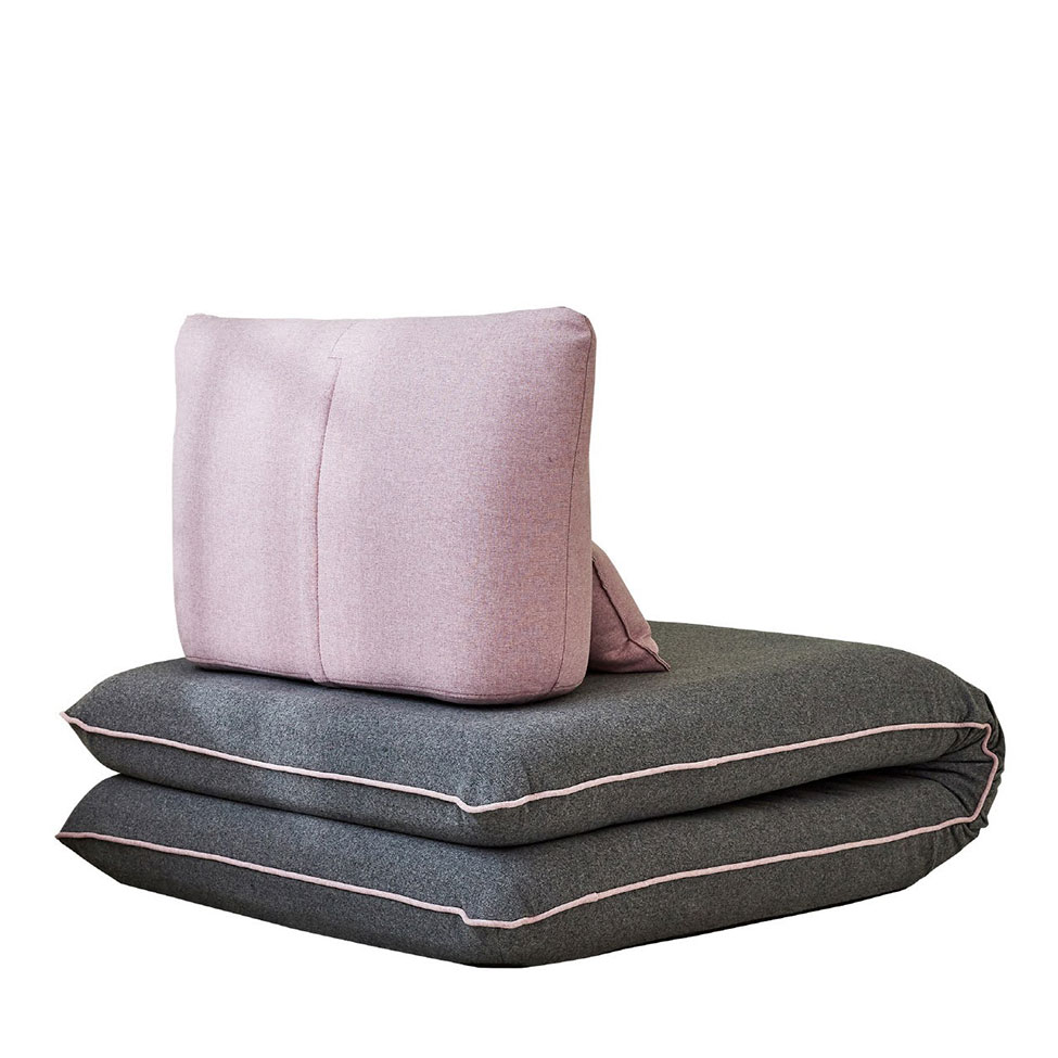 Sofá-Cama Solteiro Vernazza Cinza e Rosa