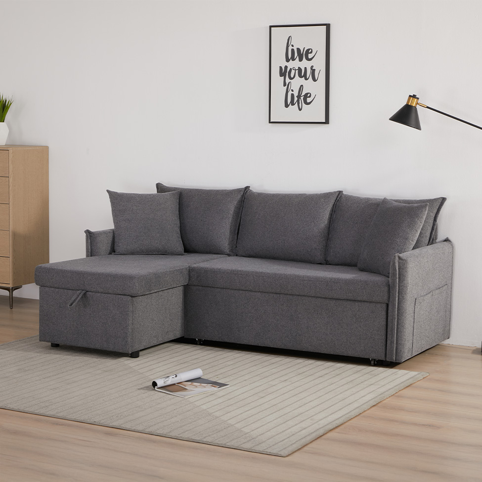 Sofá-Cama de Canto 2 Lugares Andora  Cinza Escuro