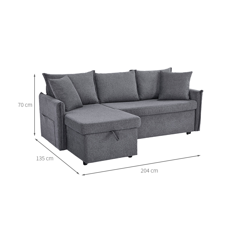 Sofá-Cama de Canto 2 Lugares Andora  Cinza Escuro