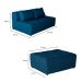 Sofá Modular 2 Lugares com Puff Soho Linho Azul Marinho