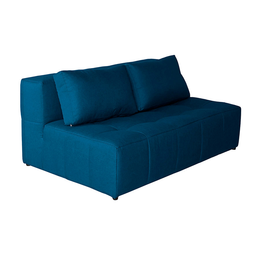 Sofá Modular 2 Lugares com Puff Soho Linho Azul Marinho