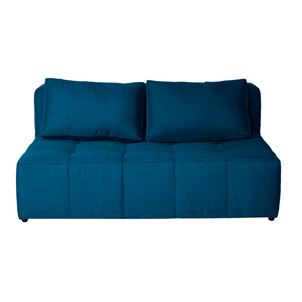 Sofá Modular 2 Lugares com Puff Soho Linho Azul Marinho