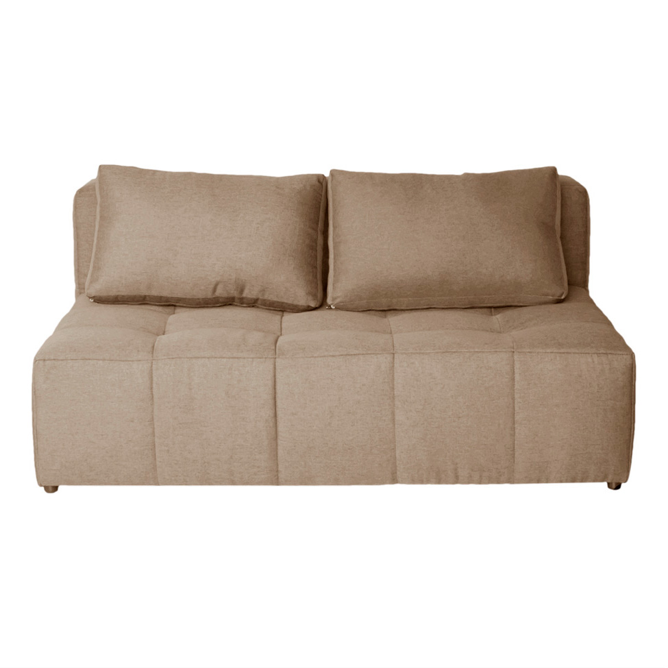 Sofá Modular 2 Lugares com Puff Soho Linho Bege