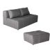 Sofá Modular 2 Lugares com Puff Soho Linho Cinza