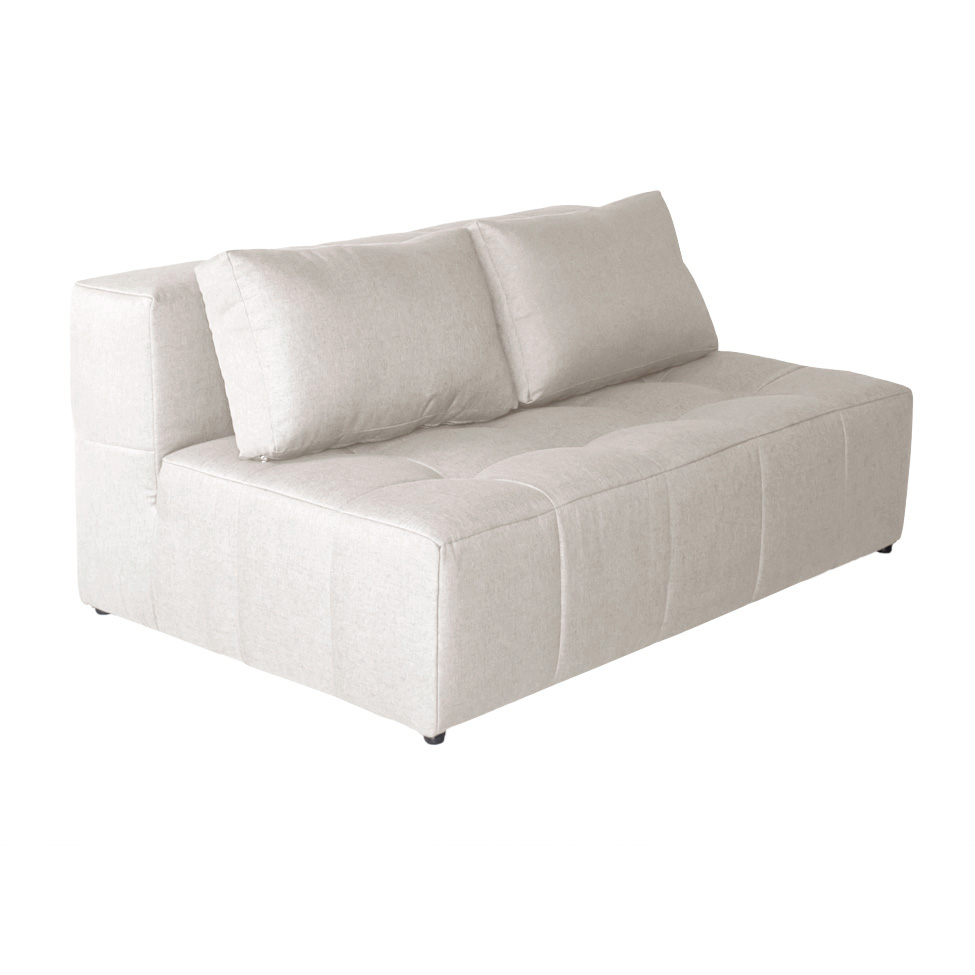Sofá Modular 2 Lugares com Puff Soho Linho Cru