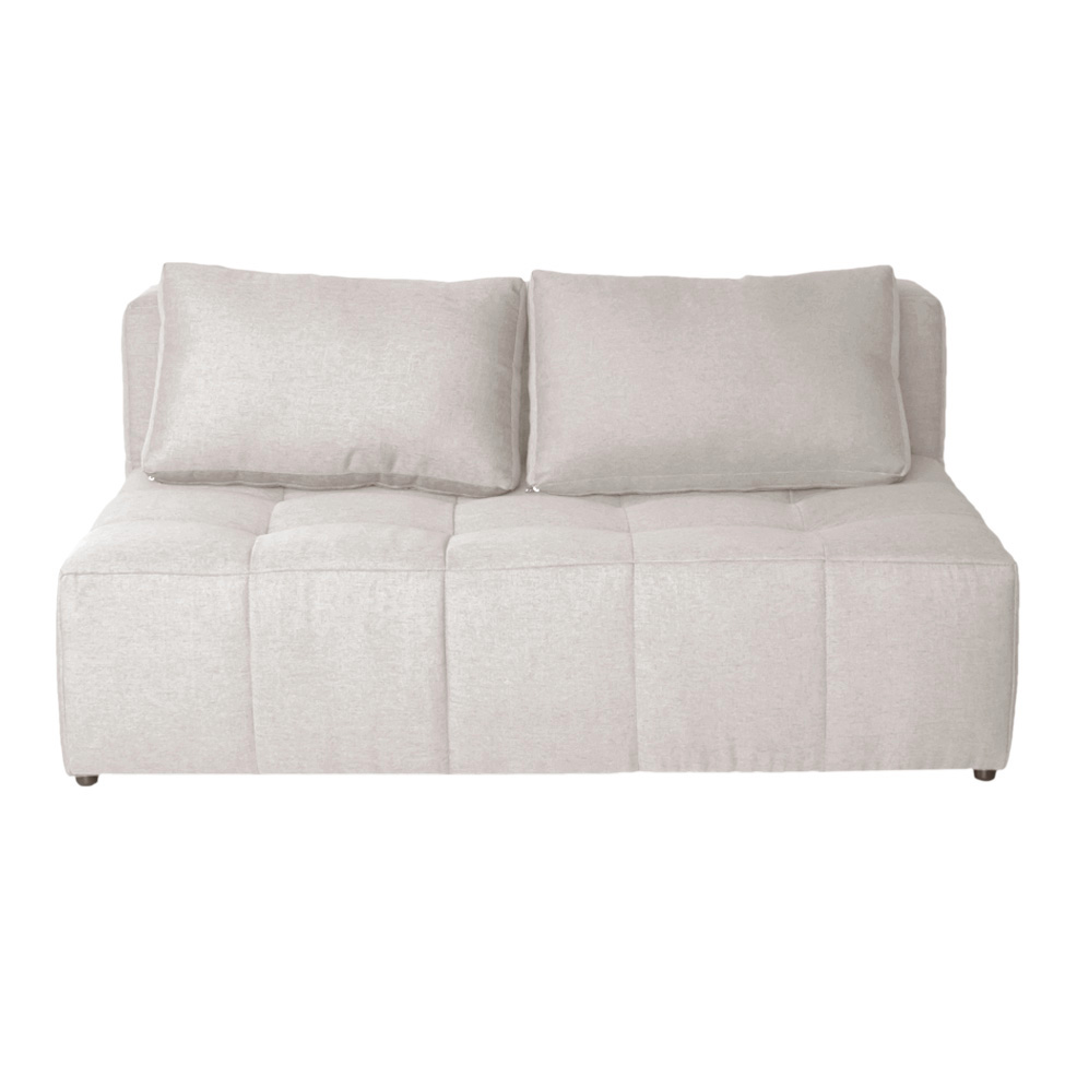 Sofá Modular 2 Lugares com Puff Soho Linho Cru