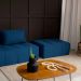 Sofá Modular 2 e 3 Lugares com Puff Soho Linho Azul Marinho
