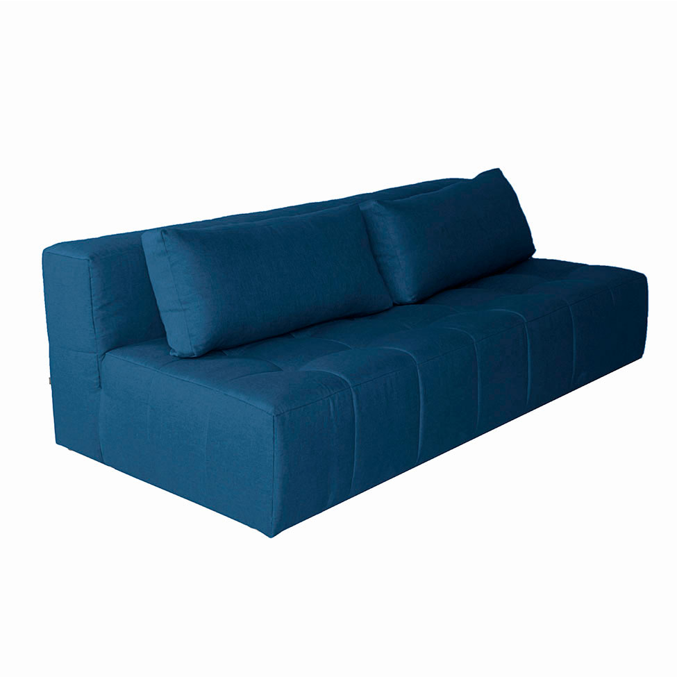 Sofá Modular 2 e 3 Lugares com Puff Soho Linho Azul Marinho