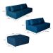 Sofá Modular 2 e 3 Lugares com Puff Soho Linho Azul Marinho