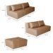 Sofá Modular 2 e 3 Lugares com Puff Soho Linho Bege