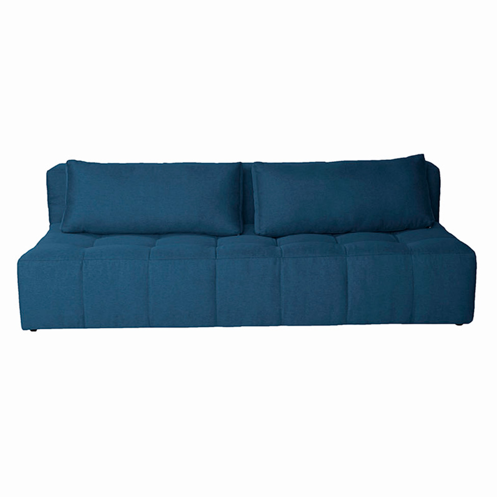 Sofá Modular 3 Lugares com Puff Soho Linho Azul Marinho