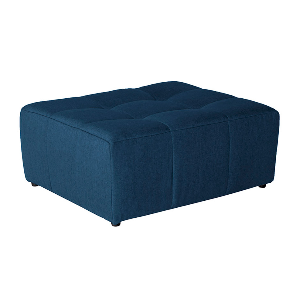 Sofá Modular 3 Lugares com Puff Soho Linho Azul Marinho