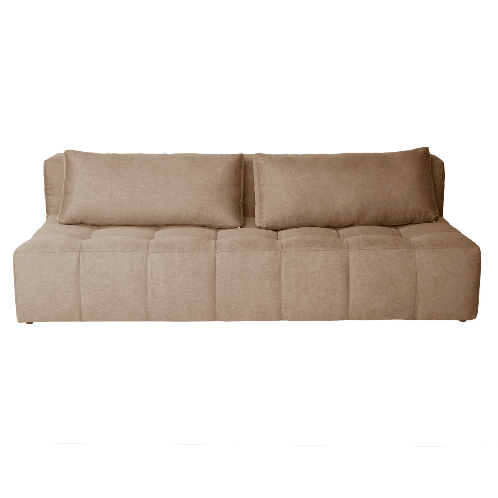 Sofá Modular 3 Lugares com Puff Soho Linho Bege