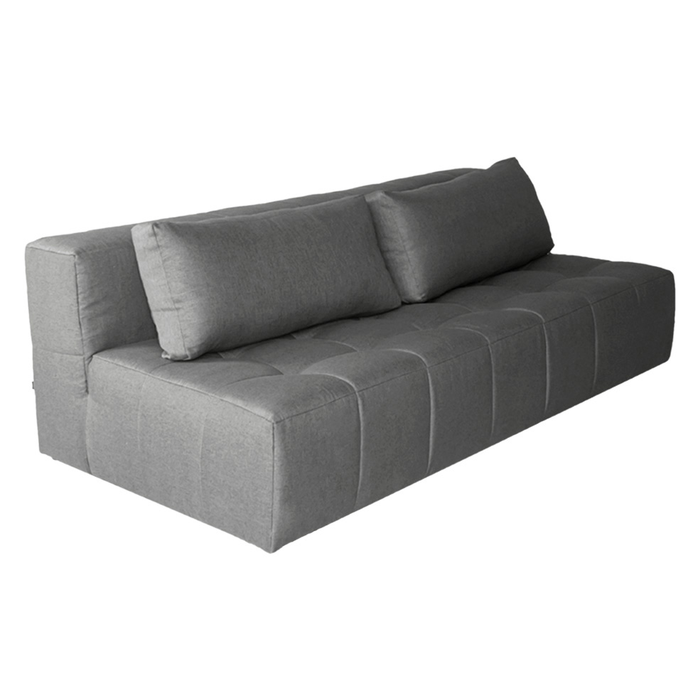 Sofá Modular 3 Lugares com Puff Soho Linho Cinza