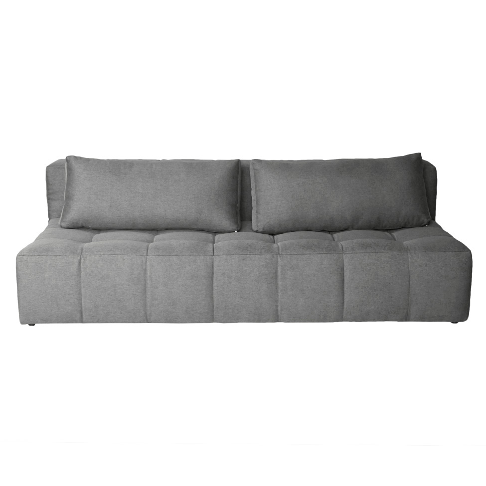Sofá Modular 3 Lugares com Puff Soho Linho Cinza