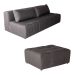 Sofá Modular 3 Lugares com Puff Soho Linho Grafite