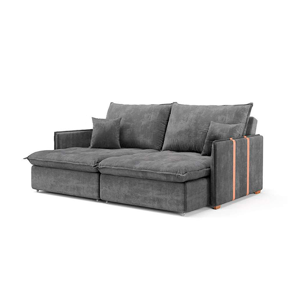 Sofá Retrátil Sem Caixa 2 lugares Solomons Velosuede Grafite