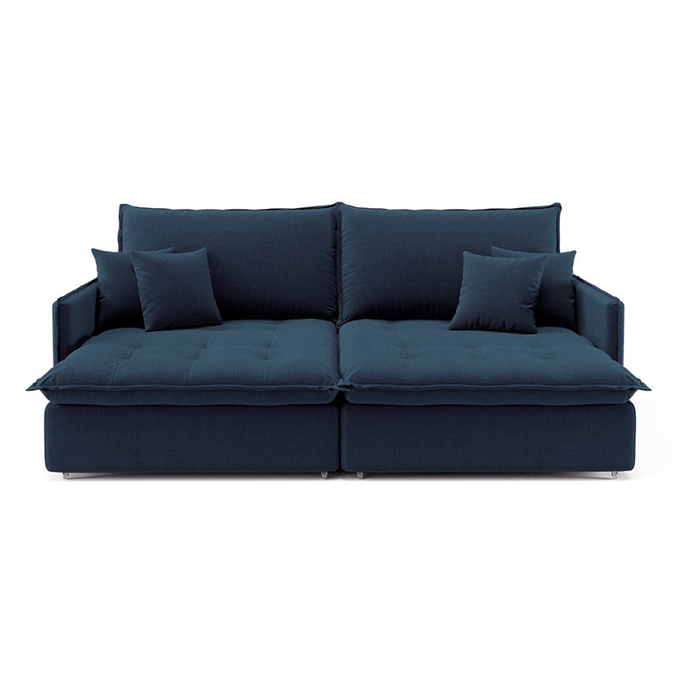 Sofá Retrátil Sem Caixa 3 Lugares Solomons Linho Azul Marinho 230 cm