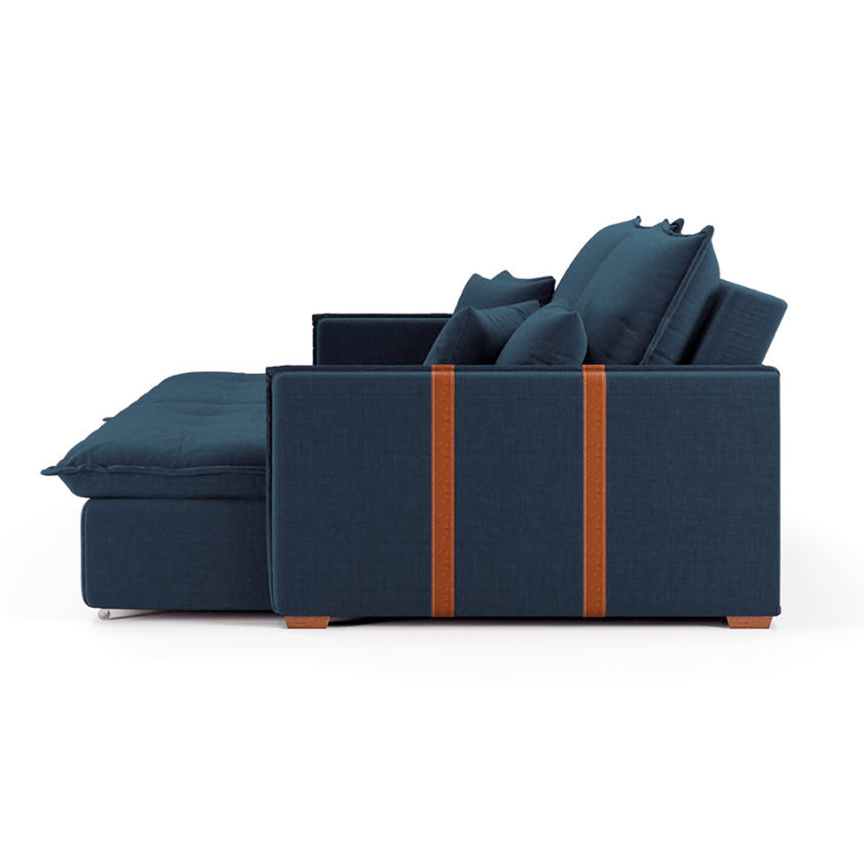 Sofá Retrátil Sem Caixa 3 Lugares Solomons Linho Azul Marinho 230 cm