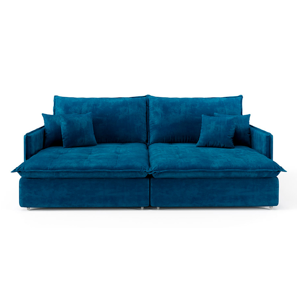Sofá Retrátil Sem Caixa 3 Lugares Solomons Velosuede Azul Marinho 230 cm