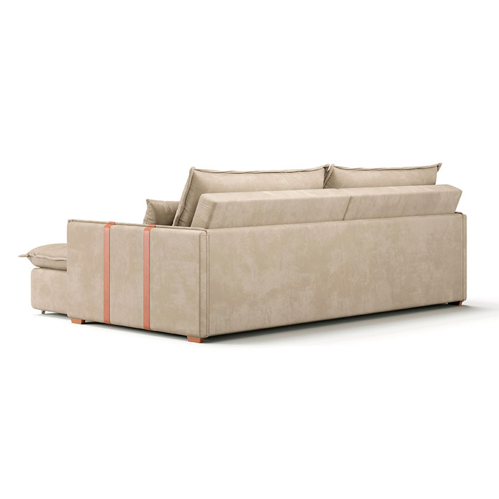 Sofá Retrátil Sem Caixa 3 Lugares Solomons Velosuede Bege 230 cm