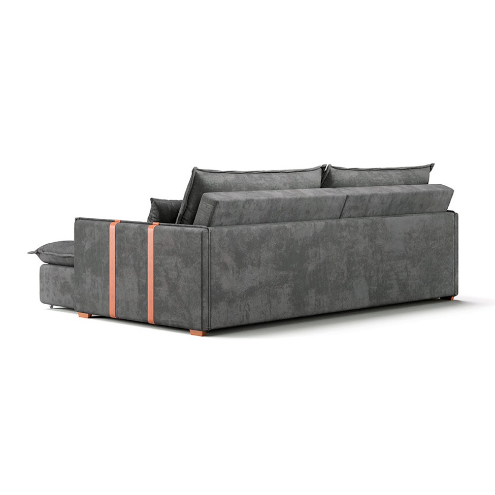 Sofá Retrátil Sem Caixa 3 Lugares Solomons Velosuede Grafite 230 cm