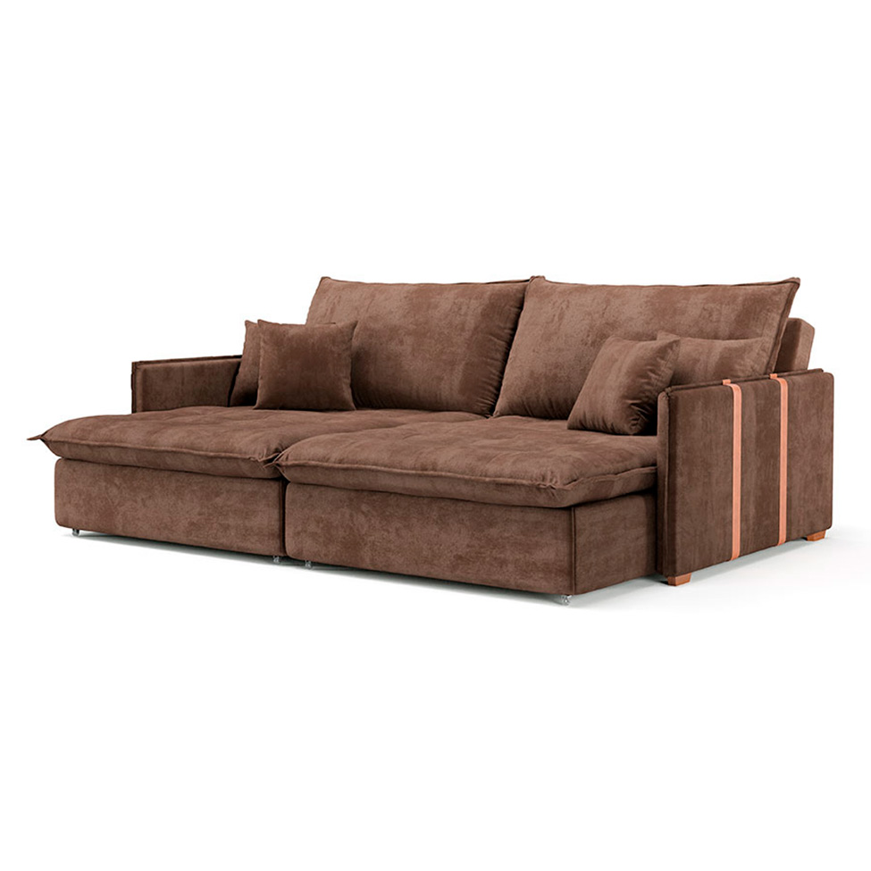 Sofá Retrátil Sem Caixa 3 Lugares Solomons Velosuede Marrom 230 cm